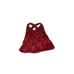Valerio Red Sequin Cross Back Tank Top Women Size S